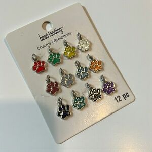 🍭5 for $20🍭 NWT Bead Landing 12 Pc Enamel Paw Print Silver Tone Charms CC